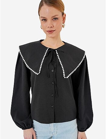 Camisa de popelina com gola bebé e laço bdart