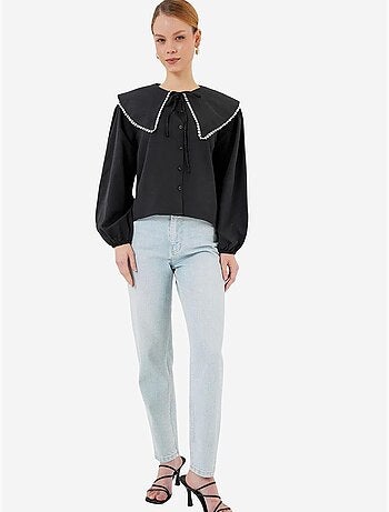 Camisa de popelina com gola bebé e laço bdart