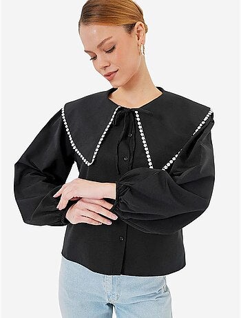Camisa de popelina com gola bebé e laço bdart