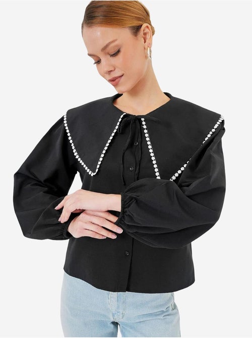 Camisa de popelina com gola bebé e laço bdart - Kiabi Camisa de popelina com gola bebé e laço bdart - Kiabi