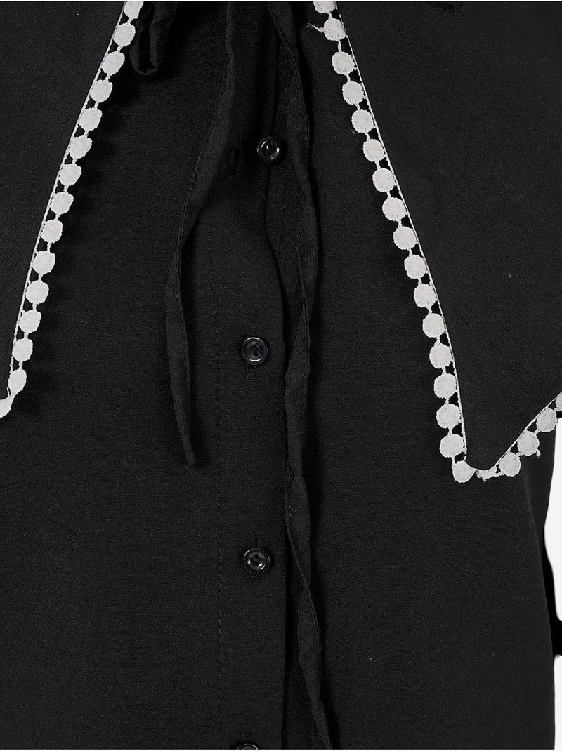 Camisa de popelina com gola bebé e laço bdart Preto - Kiabi