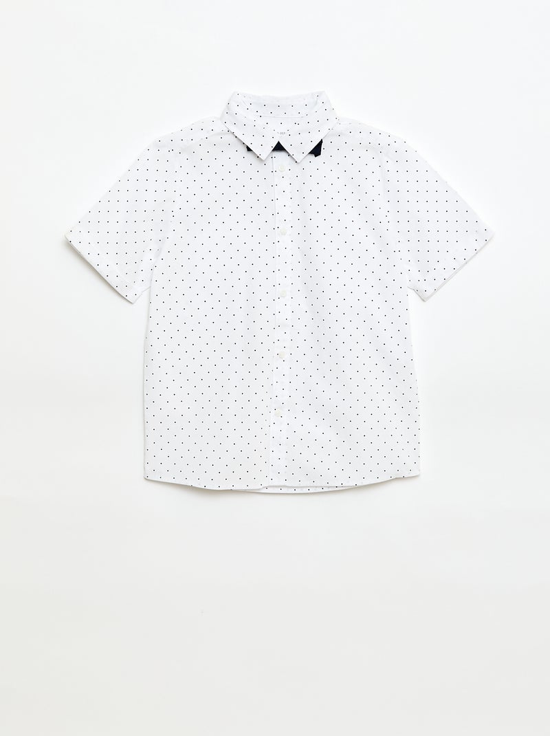 Camisa de popelina com laço Branco - Kiabi