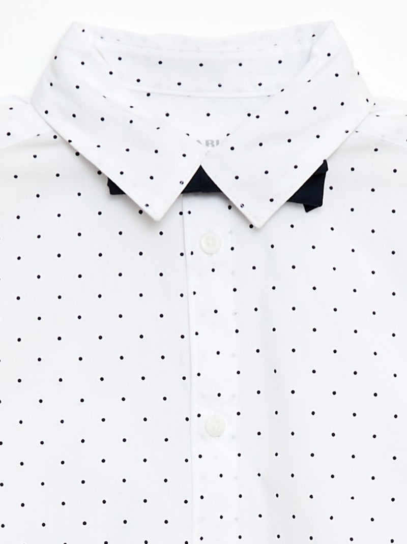 Camisa de popelina com laço Branco - Kiabi