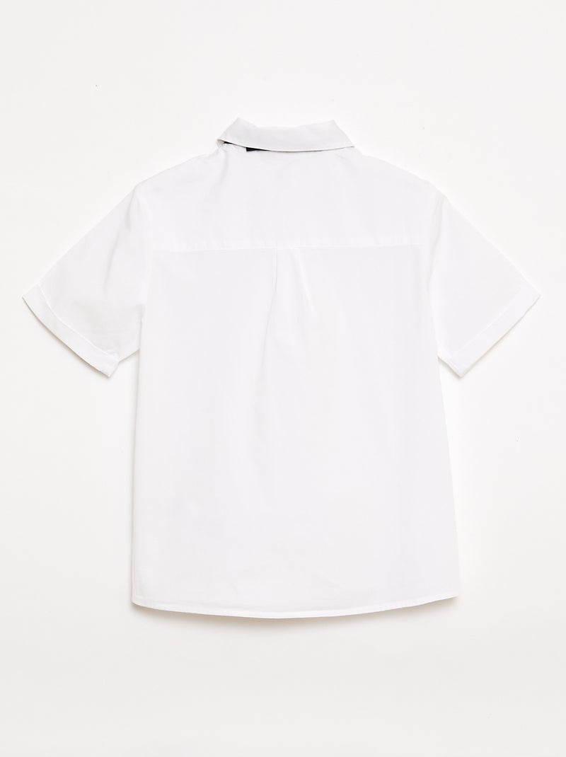 Camisa de popelina com laço Branco - Kiabi