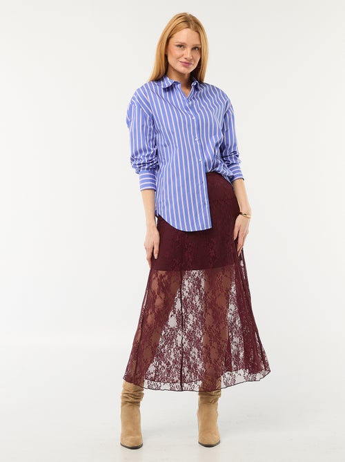 Camisa de popelina com mangas compridas - Kiabi