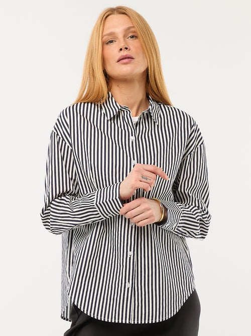 Camisa de popelina com mangas compridas - Kiabi