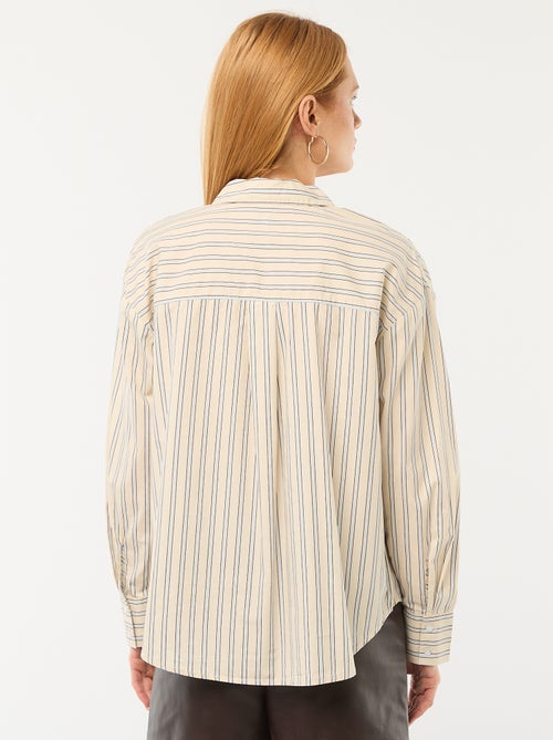 Camisa de popelina com mangas compridas - Kiabi