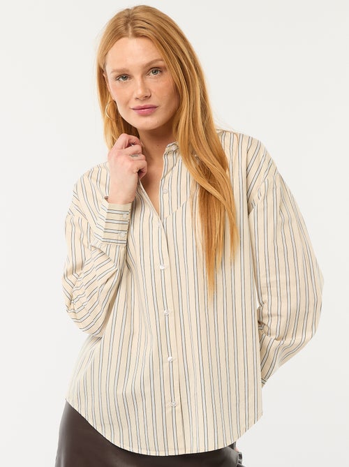 Camisa de popelina com mangas compridas - Kiabi