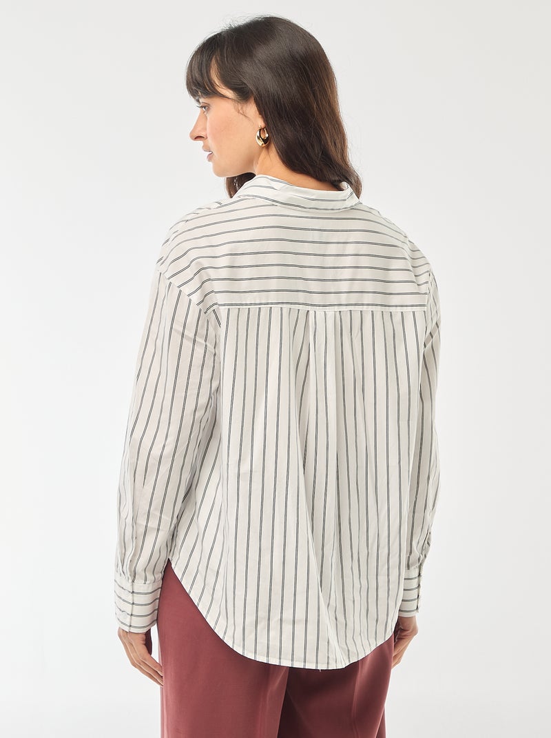 Camisa de popelina com mangas compridas Branco - Kiabi