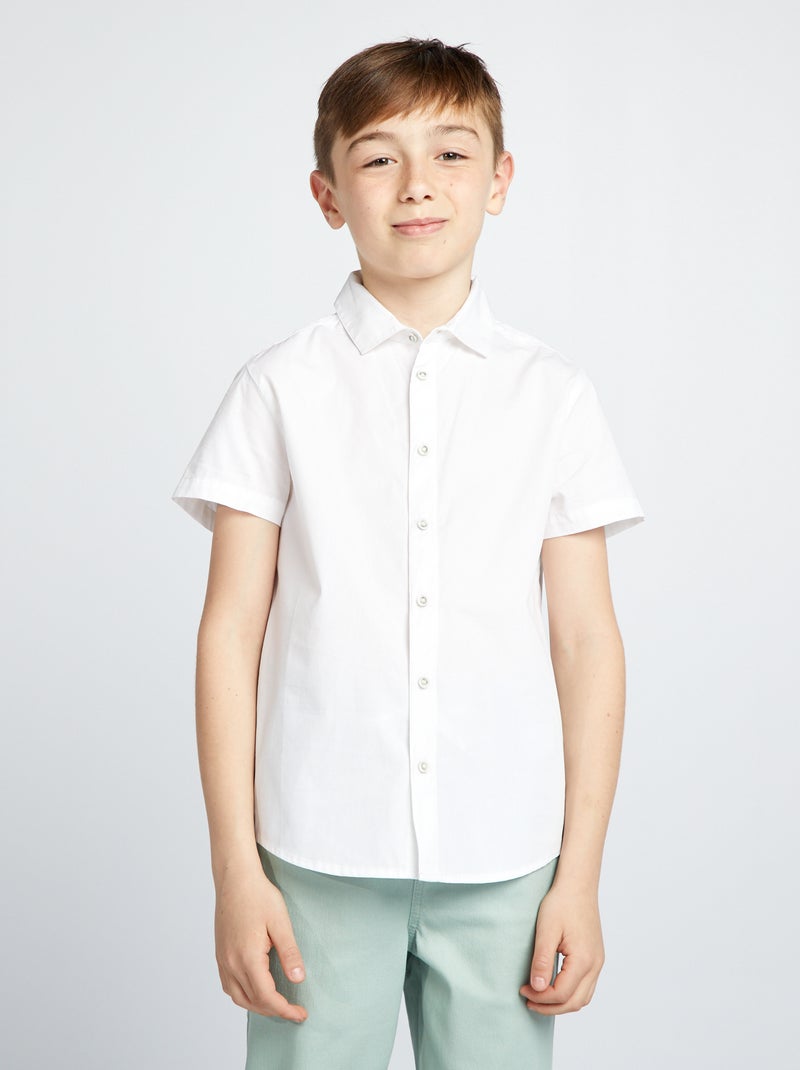 Camisa de popelina com molas de pressão magnéticas - So Easy Branco - Kiabi