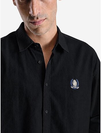 Camisa de popelina de algodão bordada para homem giesto