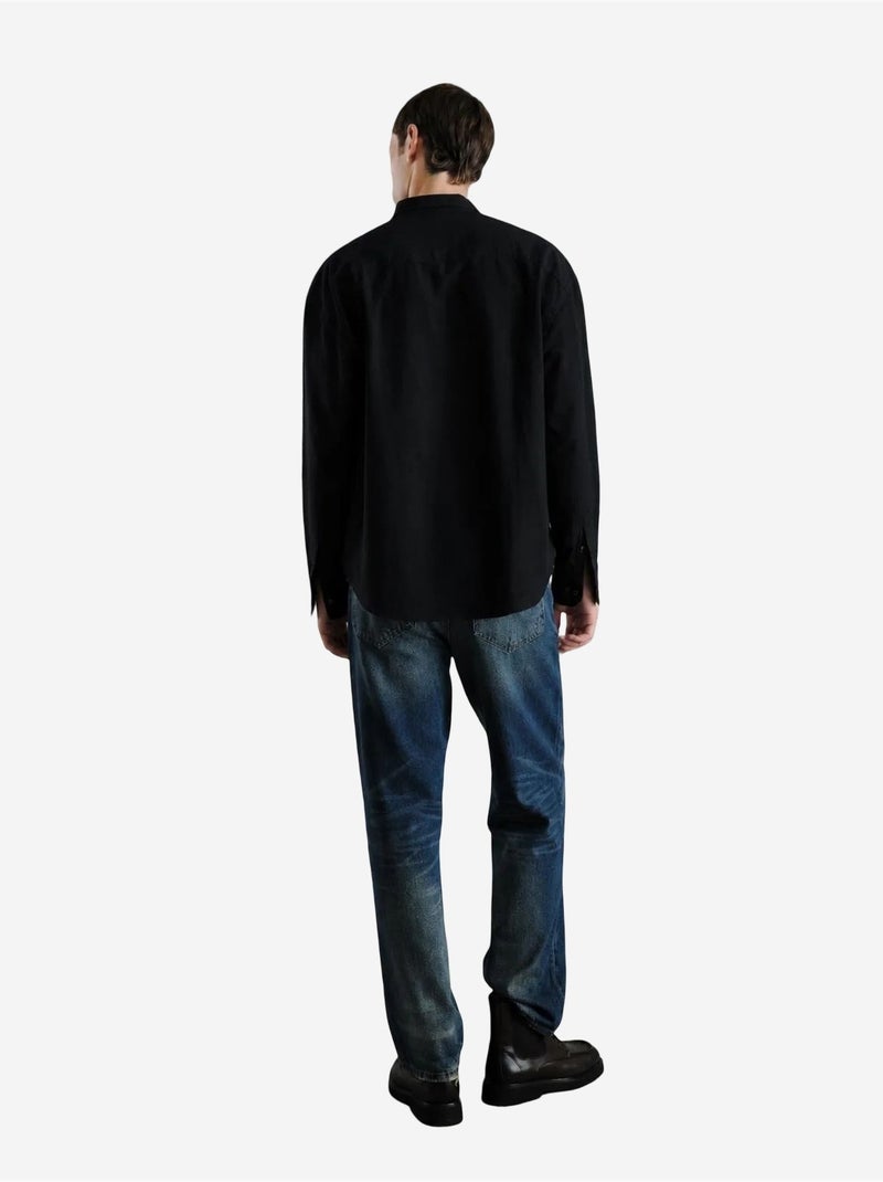 Camisa de popelina de algodão bordada para homem giesto Preto - Kiabi
