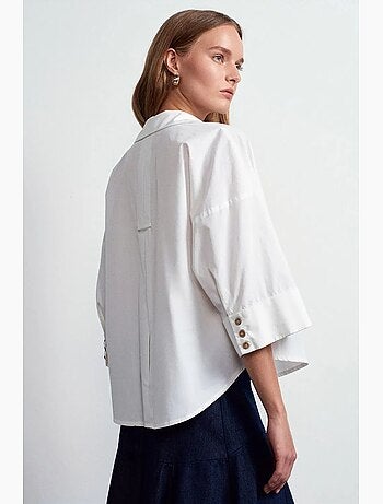 Camisa de popelina de algodão de corte largo e solto dilvin