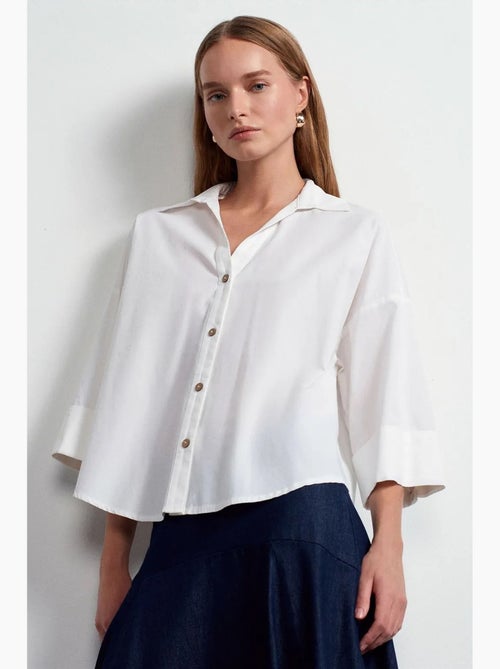 Camisa de popelina de algodão de corte largo e solto dilvin - Kiabi