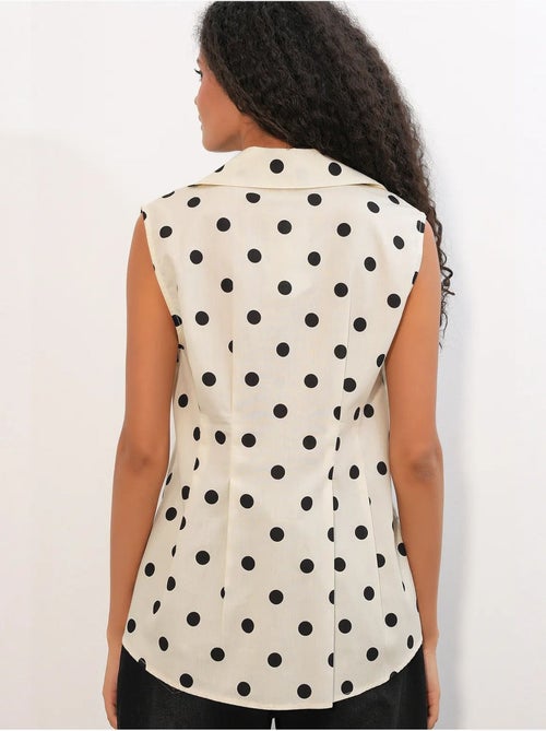 Camisa de popelina de bolinhas sem mangas de corte ajustado bdart - Kiabi Camisa de popelina de bolinhas sem mangas de corte ajustado bdart - Kiabi