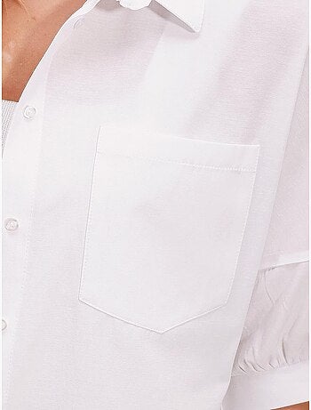 Camisa de popelina de corte largo com bolso bdart