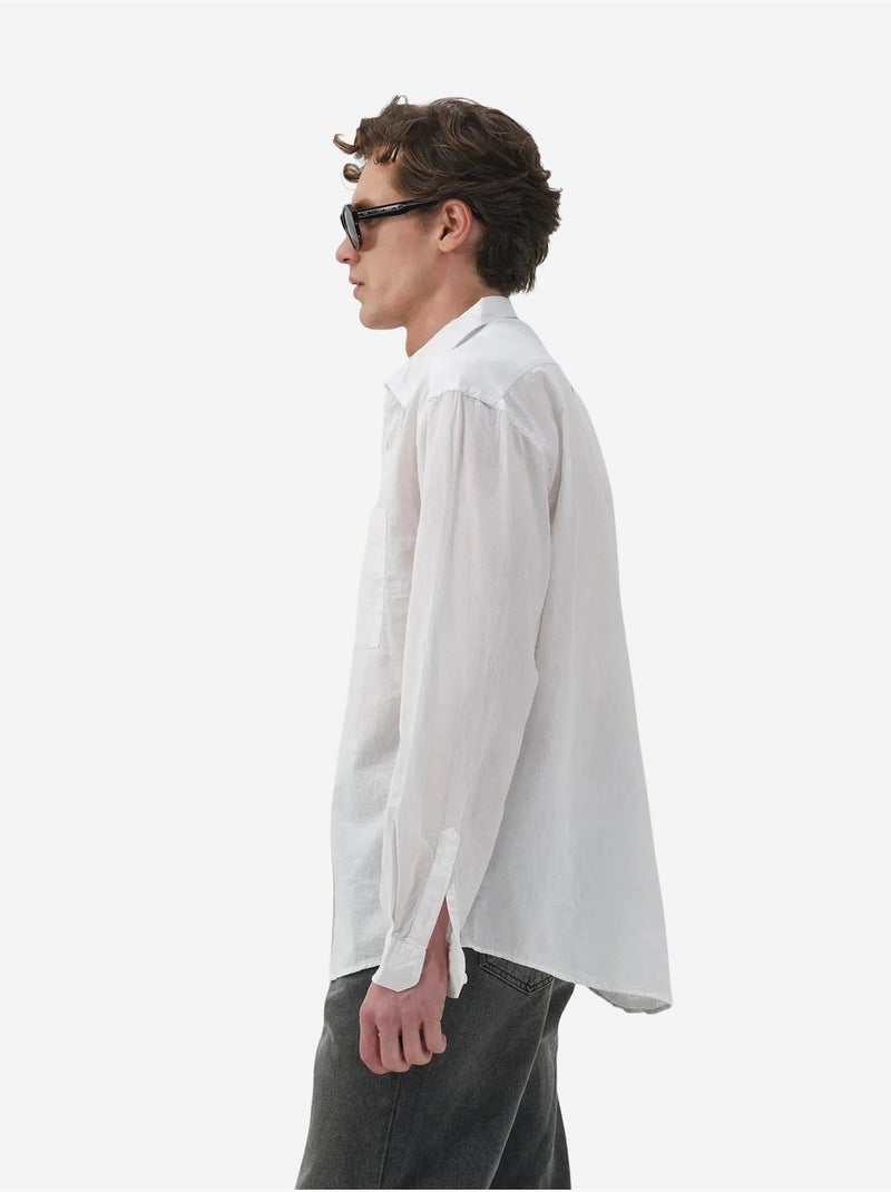 Camisa de popelina de corte regular com botões giesto Branco - Kiabi