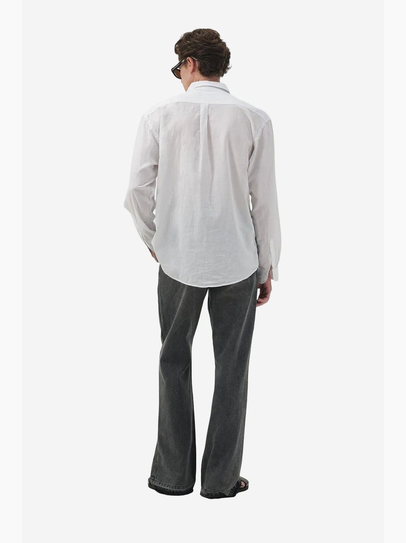 Camisa de popelina de corte regular com botões giesto Branco - Kiabi