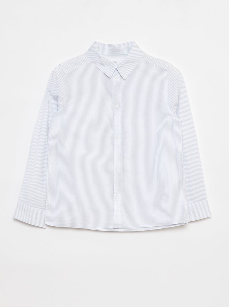 Camisa de popelina de manga comprida Azul - Kiabi