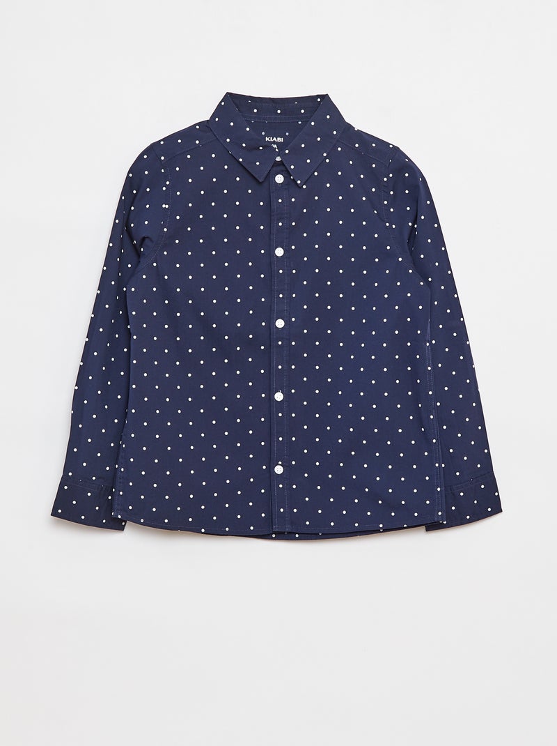 Camisa de popelina de manga comprida Azul - Kiabi