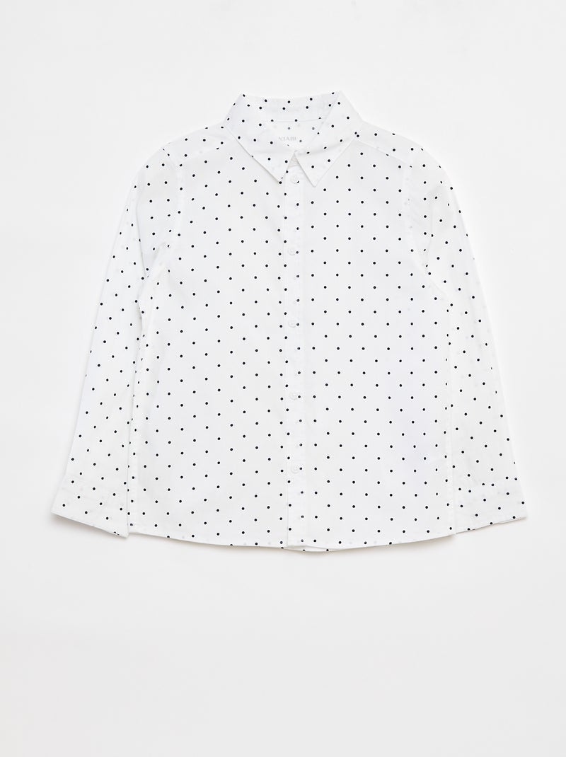 Camisa de popelina de manga comprida Branco - Kiabi