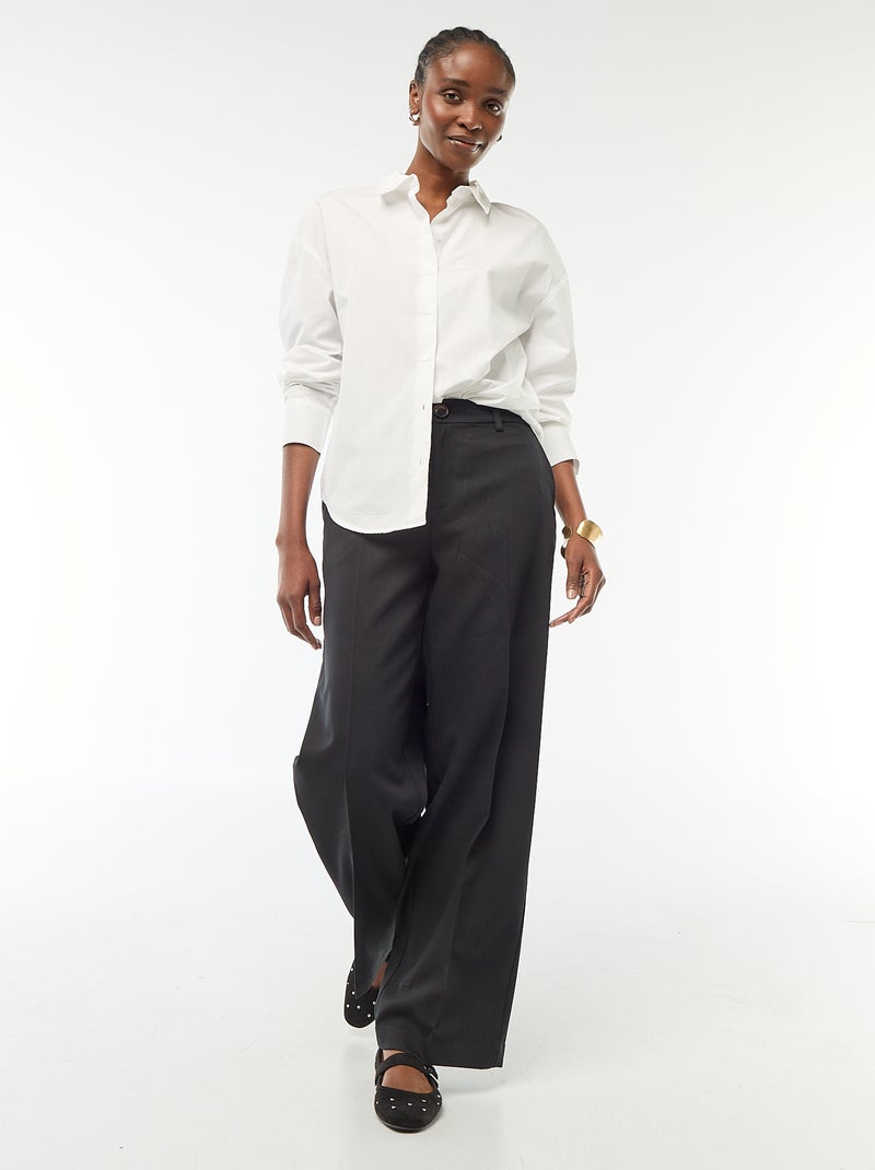 Camisa de popelina de manga comprida Branco - Kiabi