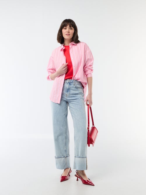 Camisa de popelina de manga comprida - Kiabi