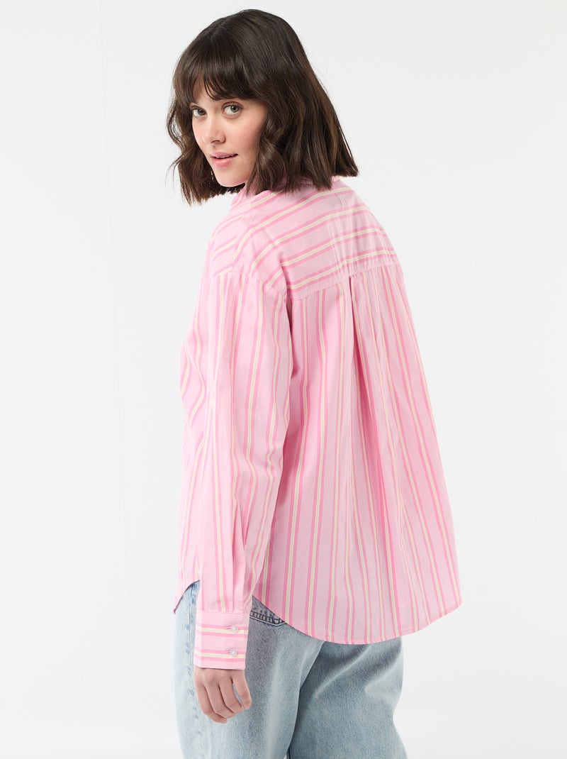 Camisa de popelina de manga comprida Rosa - Kiabi