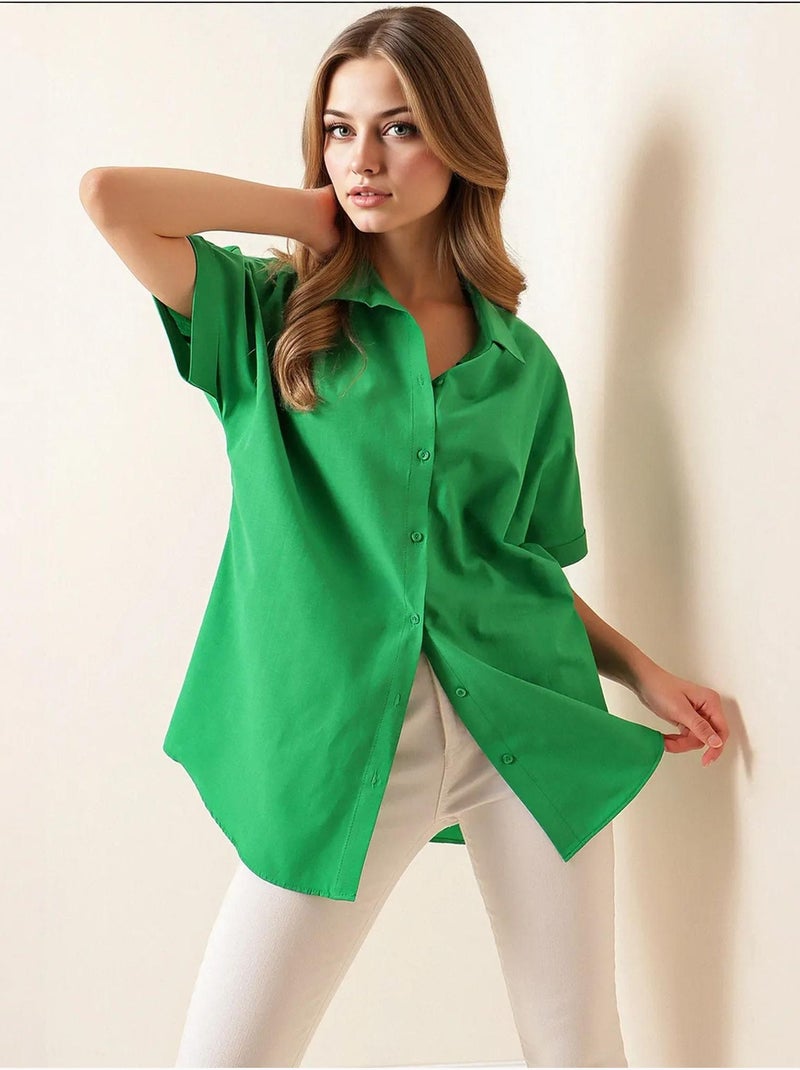 Camisa de popelina de manga curta bdart Verde - Kiabi