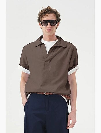 Camisa de popelina de manga curta de corte relaxed giesto