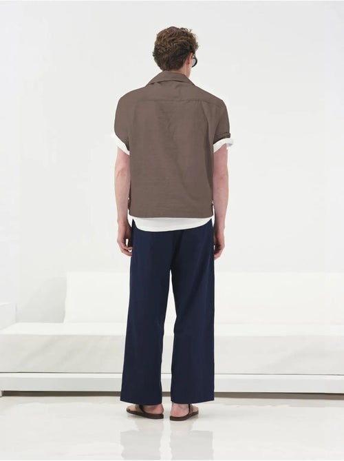 Camisa de popelina de manga curta de corte relaxed giesto - Kiabi