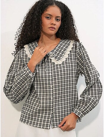 Camisa de popelina de viscose aos quadrados para mulher bdart