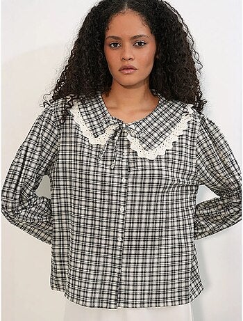 Camisa de popelina de viscose aos quadrados para mulher bdart
