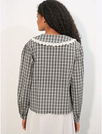 Camisa de popelina de viscose aos quadrados para mulher bdart