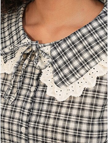 Camisa de popelina de viscose aos quadrados para mulher bdart
