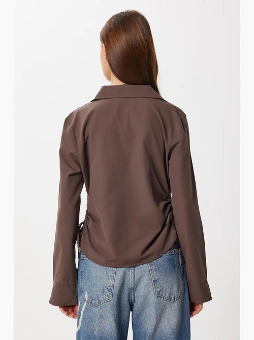 Camisa de popelina justa com detalhe franzido istanbul - Kiabi Camisa de popelina justa com detalhe franzido istanbul - Kiabi