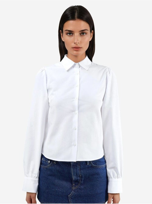 Camisa de popelina lisa com fecho de botões busem - Kiabi