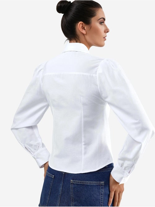 Camisa de popelina lisa com fecho de botões busem - Kiabi