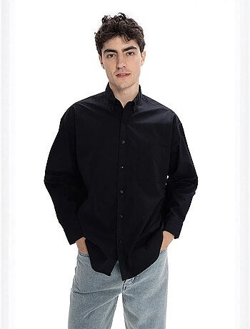 Camisa de popelina regular fit de manga comprida com fecho de botões giesto