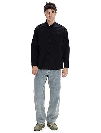 Camisa de popelina regular fit de manga comprida com fecho de botões giesto