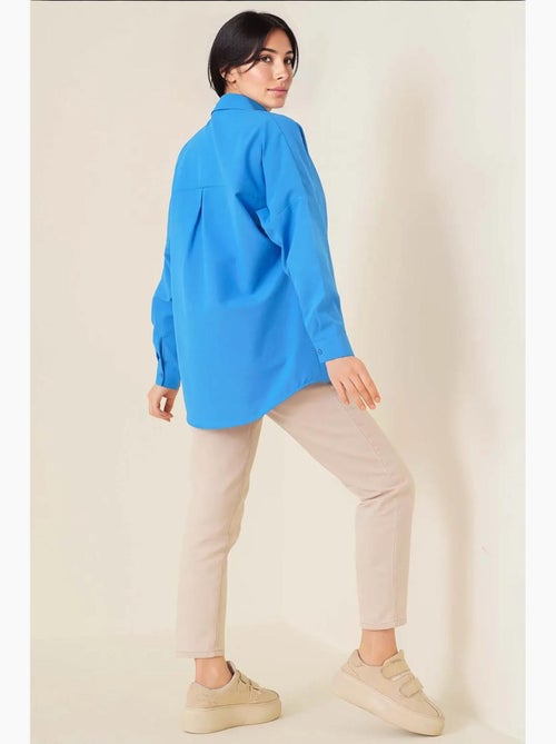 Camisa de popelina relaxed fit com fecho de botões bdart - Kiabi Camisa de popelina relaxed fit com fecho de botões bdart - Kiabi