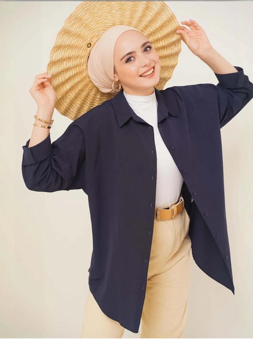 Camisa de popelina relaxed fit com fecho de botões bdart - Kiabi Camisa de popelina relaxed fit com fecho de botões bdart - Kiabi