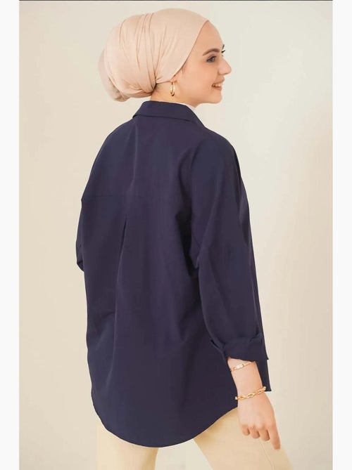 Camisa de popelina relaxed fit com fecho de botões bdart - Kiabi Camisa de popelina relaxed fit com fecho de botões bdart - Kiabi