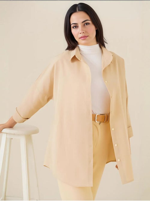 Camisa de popelina relaxed fit com fecho de botões bdart - Kiabi Camisa de popelina relaxed fit com fecho de botões bdart - Kiabi