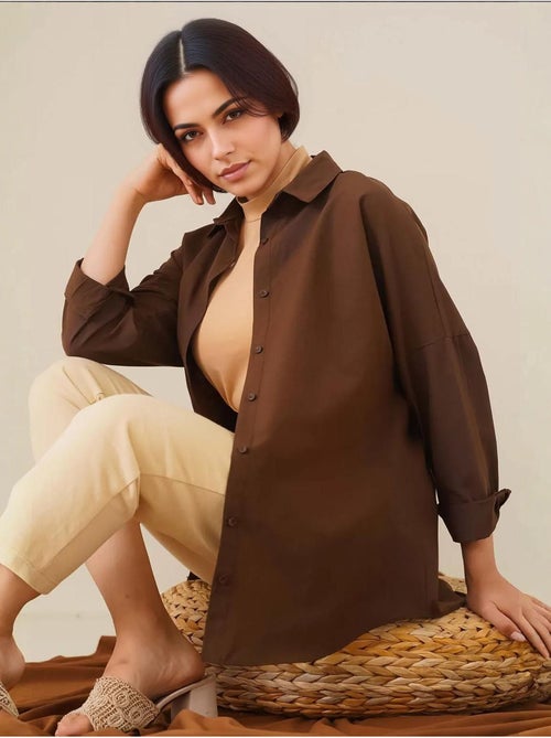 Camisa de popelina relaxed fit com fecho de botões bdart - Kiabi Camisa de popelina relaxed fit com fecho de botões bdart - Kiabi