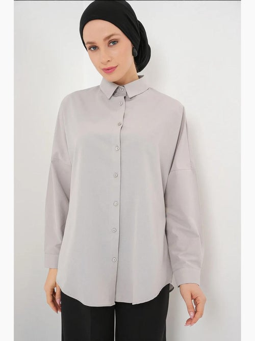 Camisa de popelina relaxed fit com fecho de botões bdart - Kiabi Camisa de popelina relaxed fit com fecho de botões bdart - Kiabi