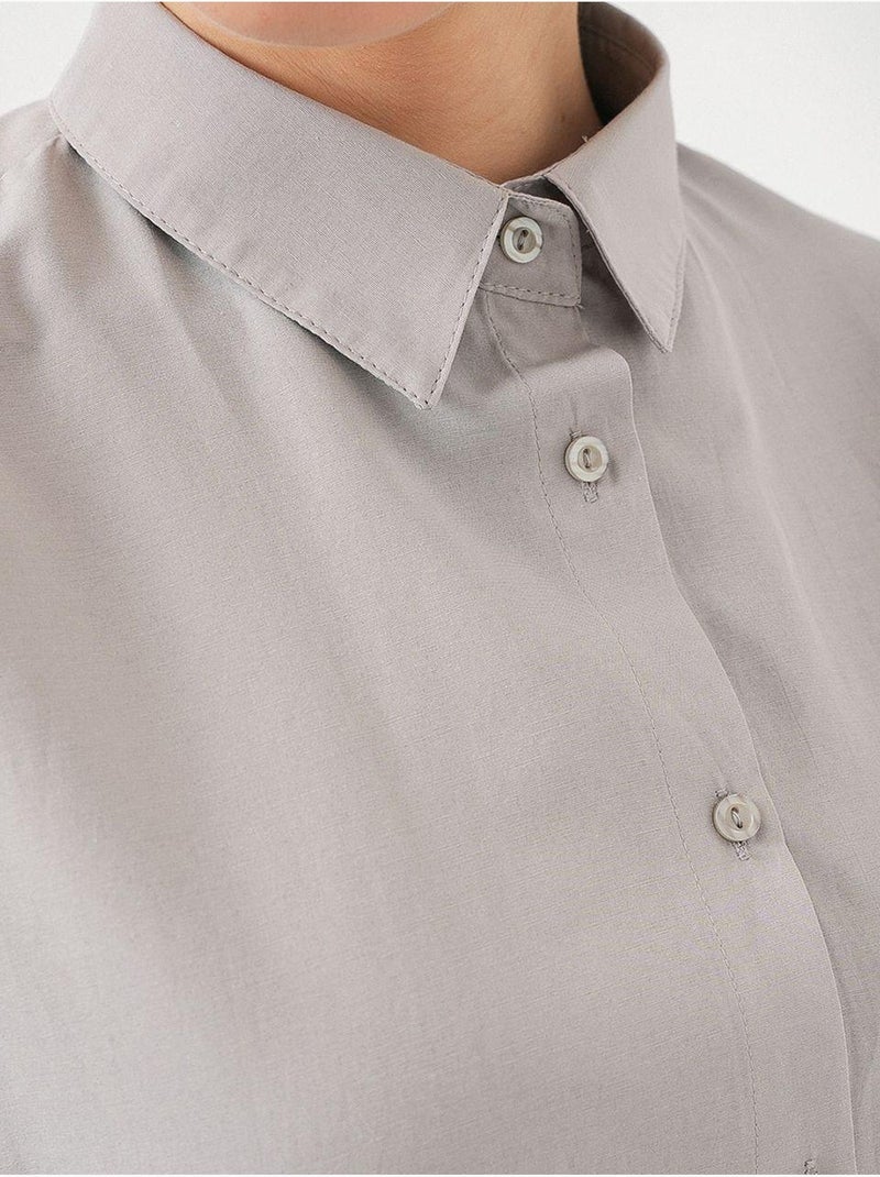 Camisa de popelina relaxed fit com fecho de botões bdart Cinza claro - Kiabi