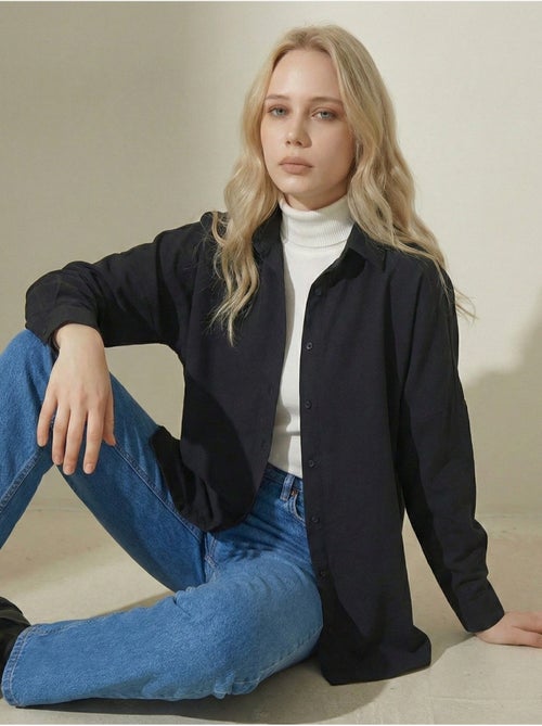 Camisa de popelina relaxed fit com fecho de botões bdart - Kiabi Camisa de popelina relaxed fit com fecho de botões bdart - Kiabi