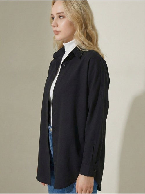 Camisa de popelina relaxed fit com fecho de botões bdart - Kiabi Camisa de popelina relaxed fit com fecho de botões bdart - Kiabi