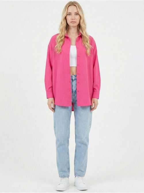 Camisa de popelina relaxed fit com fecho de botões bdart - Kiabi Camisa de popelina relaxed fit com fecho de botões bdart - Kiabi